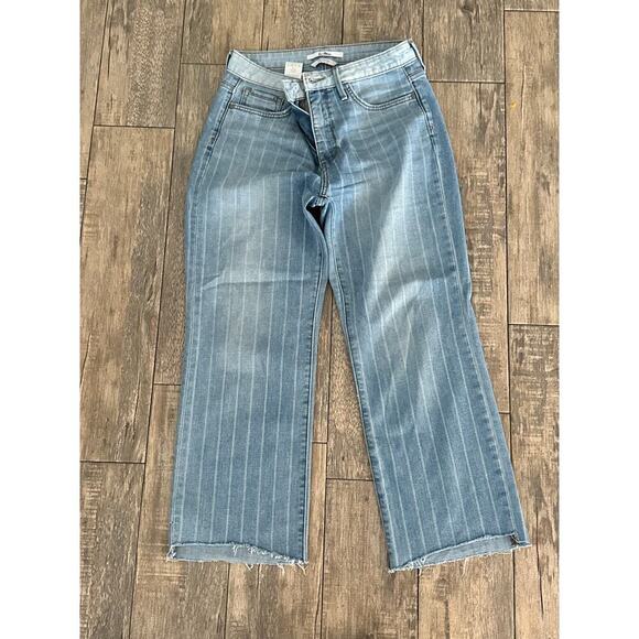 Sam Edelman Women's Blue Striped The Chelsea Wide Leg Crop Jeans Size 28 - Picture 3 of 7